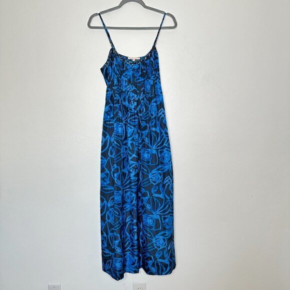 Rebecca Taylor Paris Hilton Coachella Silk Maxi Blue & Gray Dress Size 10 - Picture 3 of 8